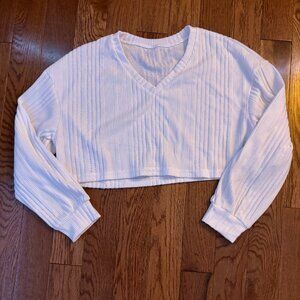 SHEIN White V-Neck Sweater